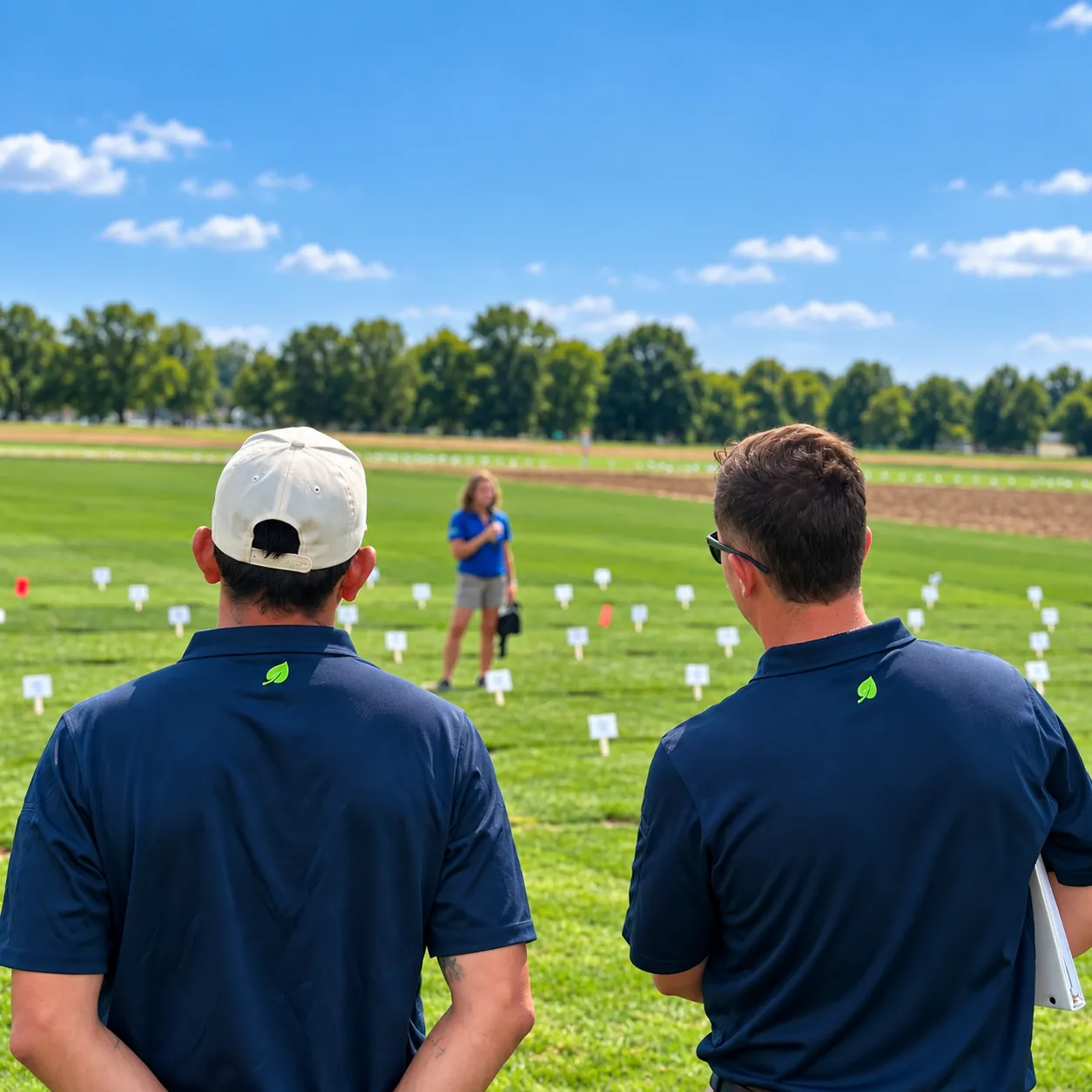 GreenStripe team members at a turfgrass research field day