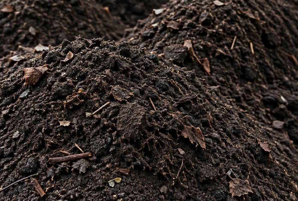 Compost topdressing spread across a New Jersey lawn