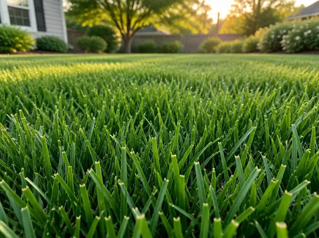 Dense, deep-green tall-fescue lawn mowed at about 3.5 inches